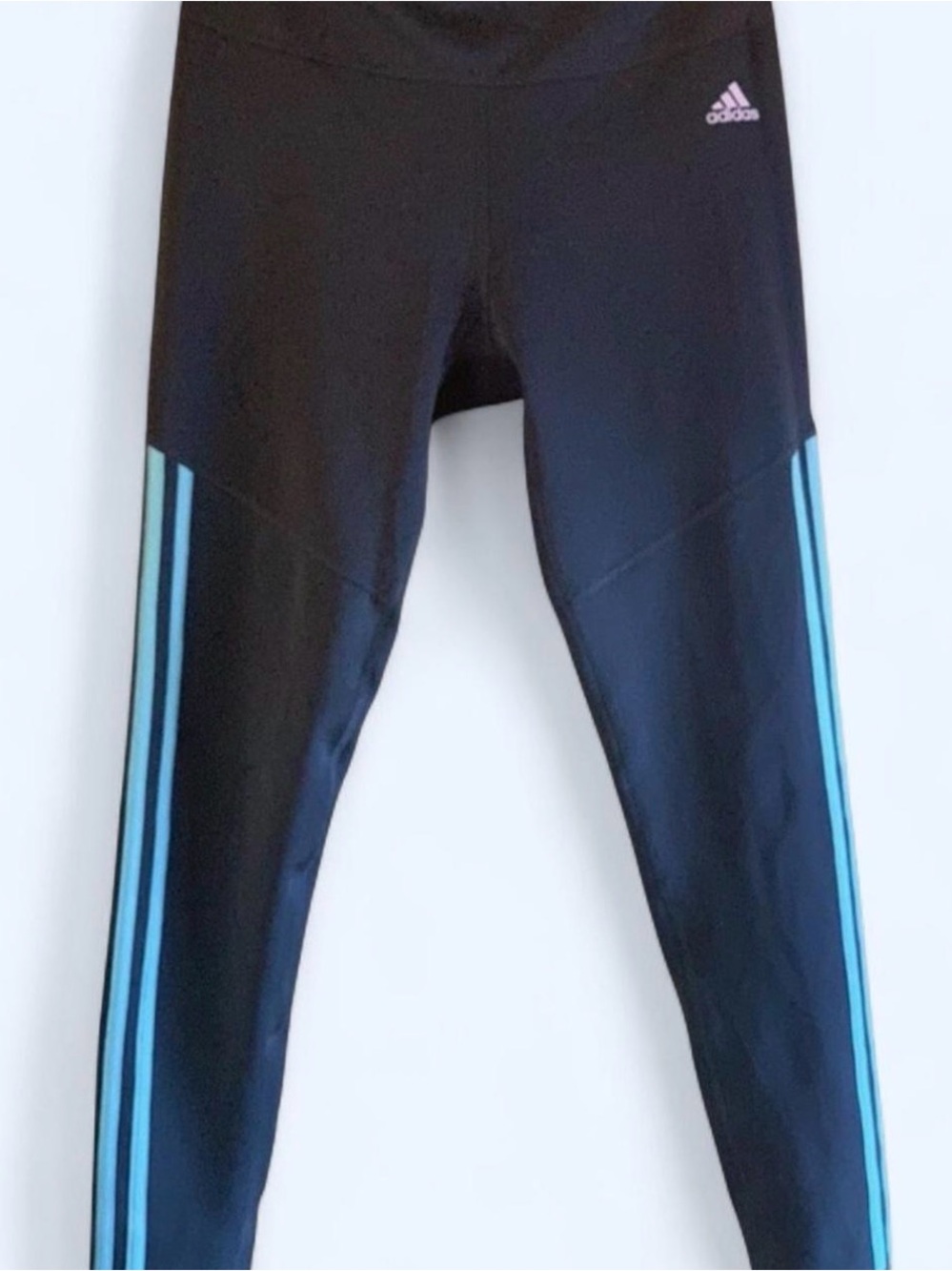 Adidas grey/blue Leggings with aqua Blue Stripes